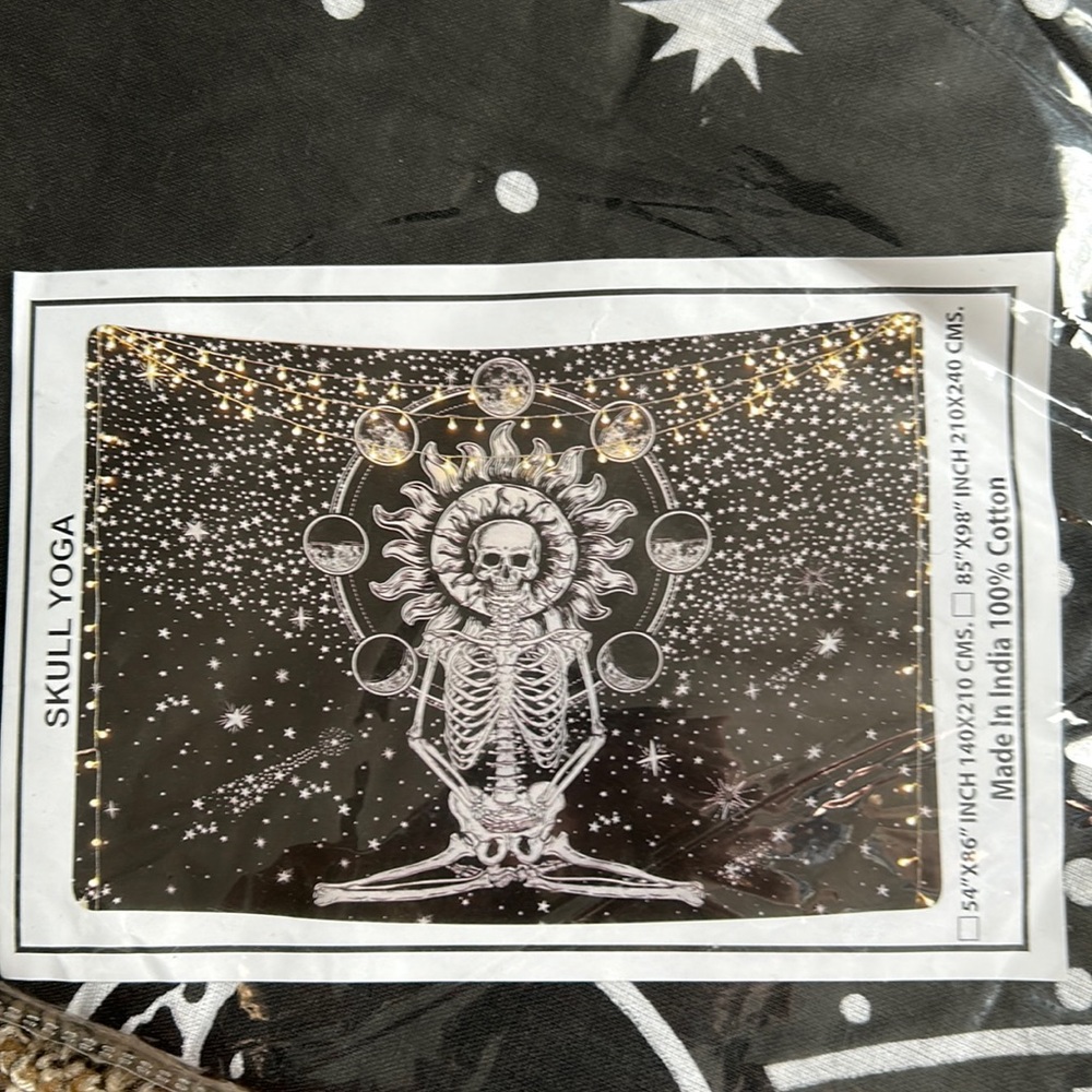 Skull yoga tapestry